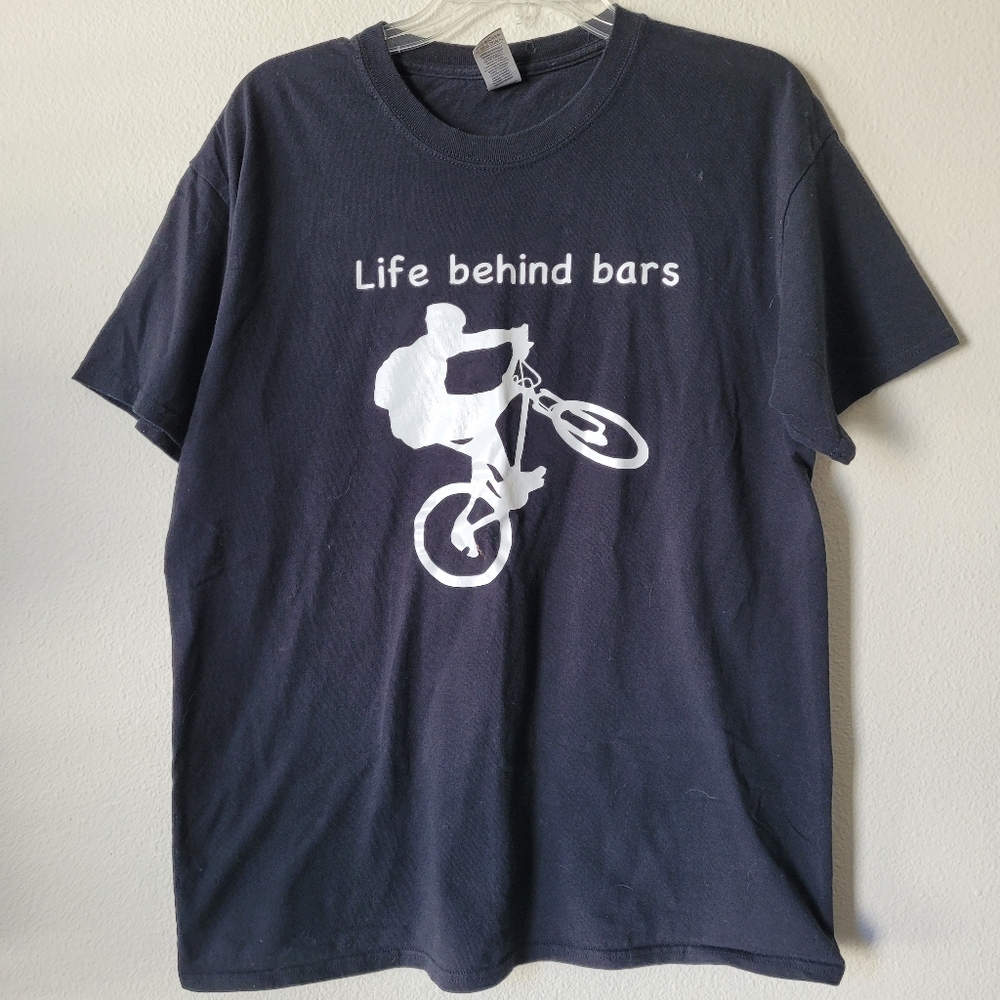 Life Behind Bars Biking Tee Shirt Funny Joke Short Sleeve Mountain Bike
